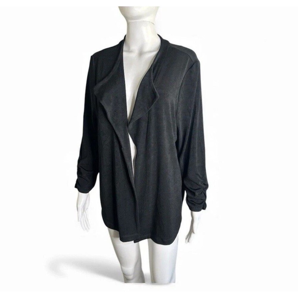 Travelers Chico’s Cardigan Women’s XL Black Stretchy Jersey Knit Sweater